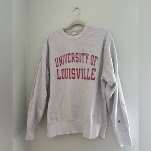 Champion Gray Sweatshirt with Red University of Louisville Print